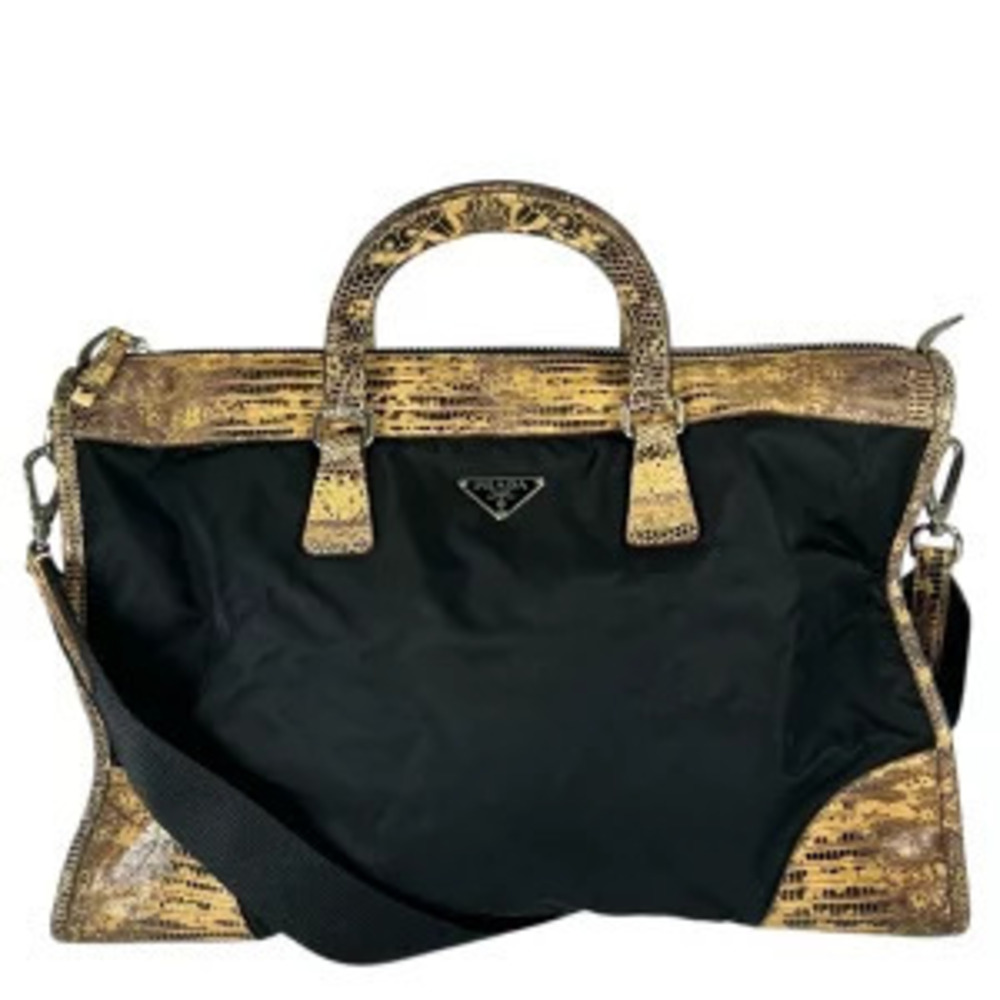 Prada Python Triangular 2Way Shoulder Bag Black
